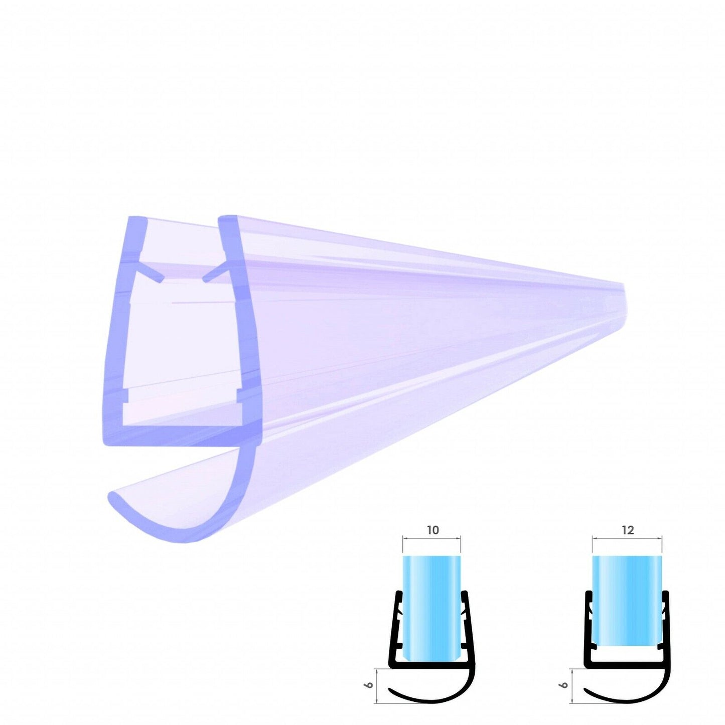 Von Duschdichtung Wasserabweiser Gerade PVC Ersatzdichtung für Dusche Typ: VA077 - Länge: 200 cm - Glasstärke: Für Glas von 9 bis 10 mm - Profil-Profi