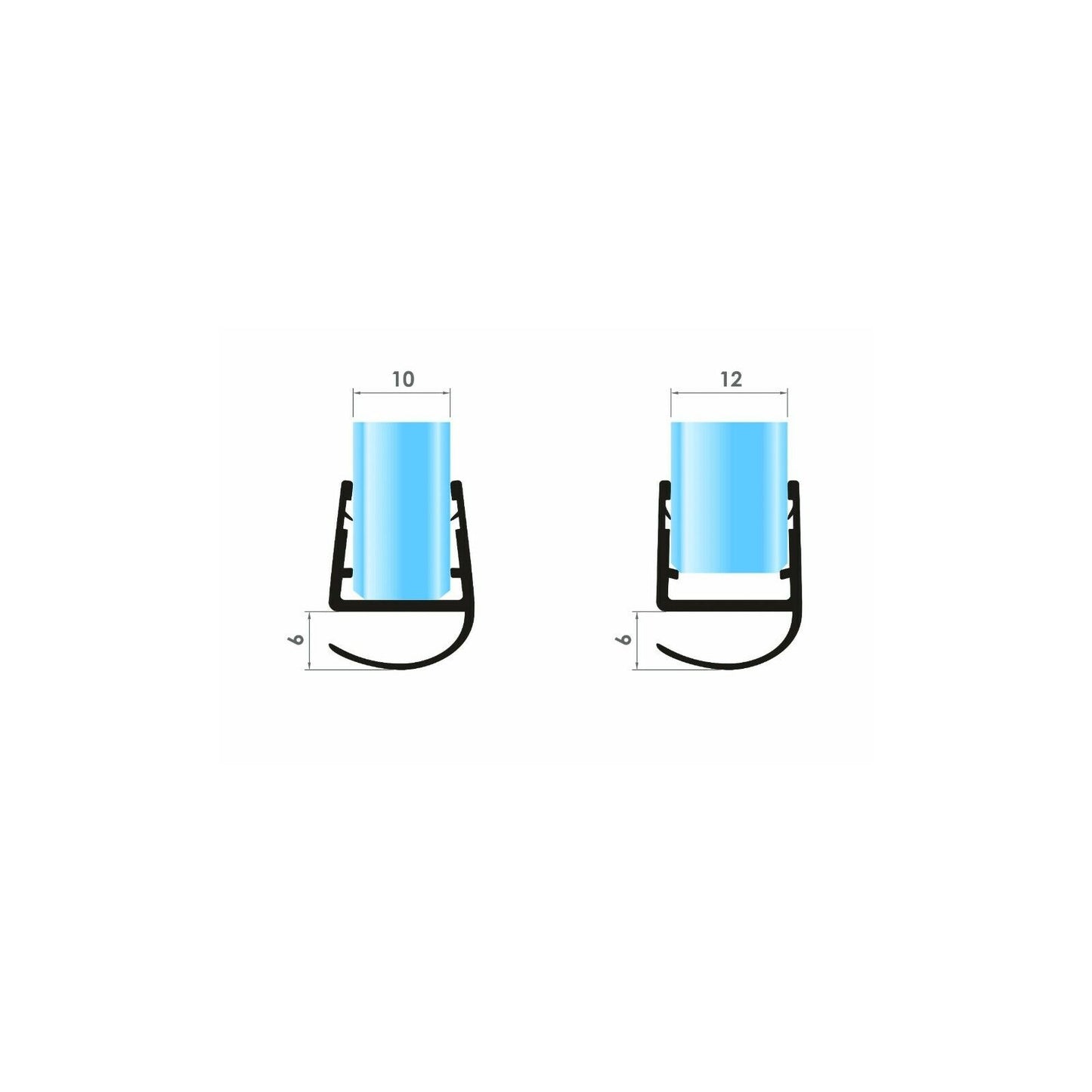 Von Duschdichtung Wasserabweiser Gerade PVC Ersatzdichtung für Dusche Typ: VA077 - Länge: 200 cm - Glasstärke: Für Glas von 9 bis 10 mm - Profil-Profi