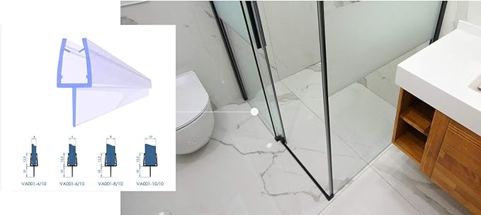 VON ADELBERG Duschdichtung Wasserabweiser Gerade PVC Ersatzdichtung für Dusche Typ: VA001-10 - Länge: 70 bis 200 cm - Glasstärke: 6 bis 8 mm, Dichtung Länge:200 cm - Profil-Profi