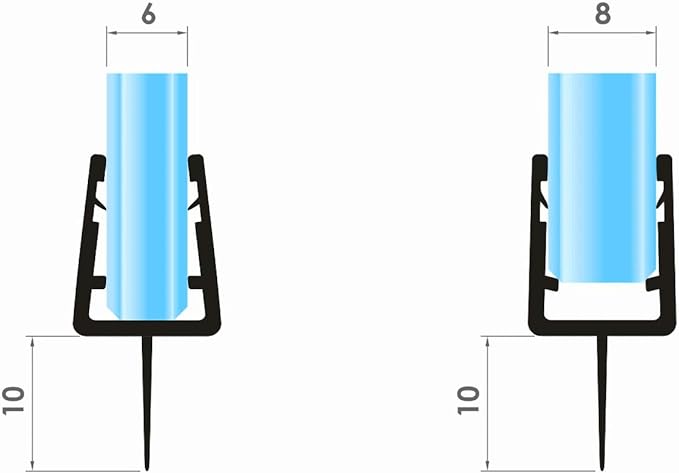 VON ADELBERG Duschdichtung Wasserabweiser Gerade PVC Ersatzdichtung für Dusche Typ: VA001-10 - Länge: 70 bis 200 cm - Glasstärke: 6 bis 8 mm, Dichtung Länge:200 cm - Profil-Profi