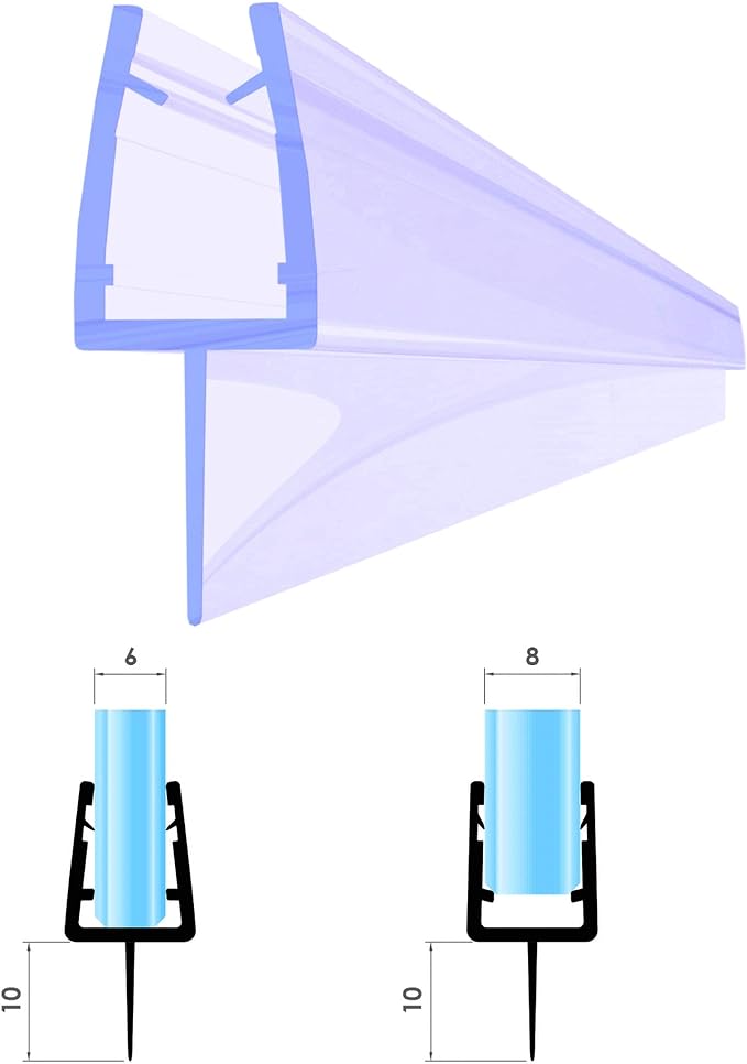 VON ADELBERG Duschdichtung Wasserabweiser Gerade PVC Ersatzdichtung für Dusche Typ: VA001-10 - Länge: 70 bis 200 cm - Glasstärke: 6 bis 8 mm, Dichtung Länge:200 cm - Profil-Profi