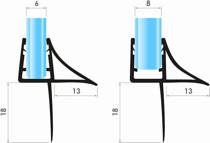 VON ADELBERG Duschdichtung Wasserabweiser Gerade PVC Ersatzdichtung für Dusche Typ: VA066 - Länge: 70 bis 200 cm - Glasstärke: 6 bis 8 mm, - Profil-Profi