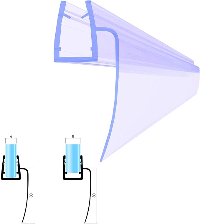 VON ADELBERG Duschdichtung Wasserabweiser Gerade PVC Ersatzdichtung für Dusche Typ: VA002-2 Stück - Länge: 40 bis 200 cm - Glasstärke: 6 bis 8 mm - Profil-Profi