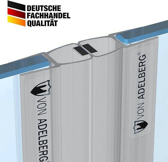 Magnetduschdichtung Silbergrau für Duschtüren - 2 Stück im Set - Für Glasstärken 6 bis 8 mm - Profil-Profi