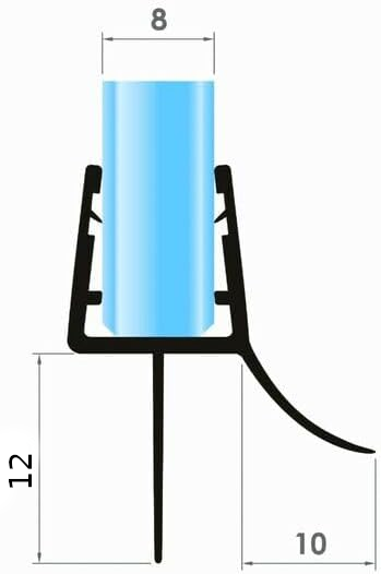 Duschtürdichtung Gebogen 100 cm Runddusche Viertelkreis Glasstärken 4 bis 6 mm - Profil-Profi
