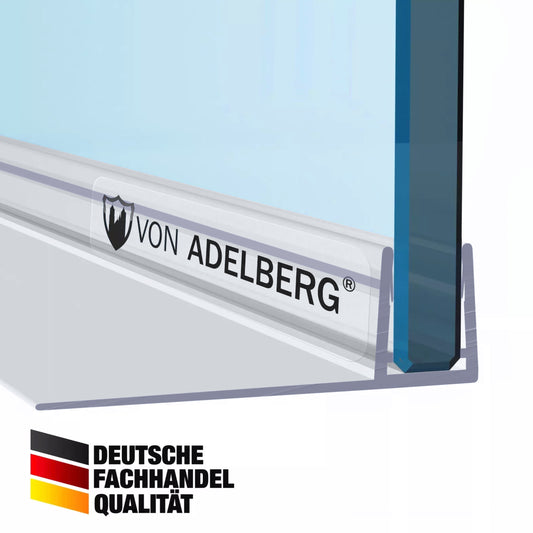 VON ADELBERG Duschdichtung Wasserabweiser Gerade PVC Ersatzdichtung für Dusche Typ: VA004-30 - Länge: 70 bis 200 cm - Glasstärke: 9 bis 10 mm, Länge: 200 cm - Profil-Profi