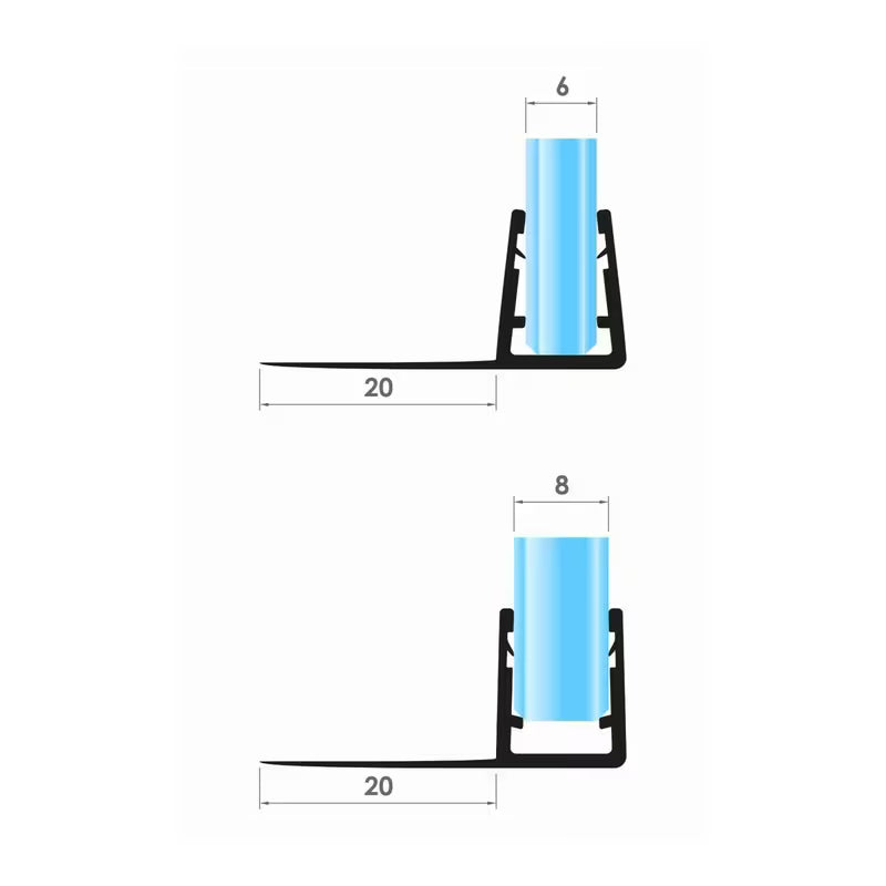 VON ADELBERG Duschdichtung Wasserabweiser Gerade PVC Ersatzdichtung für Dusche Typ: VA004-30 - Länge: 70 bis 200 cm - Glasstärke: 9 bis 10 mm, Länge: 200 cm - Profil-Profi