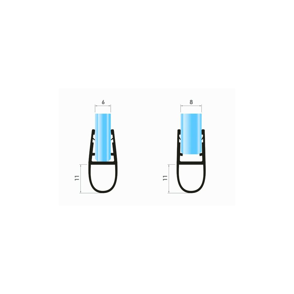 VON ADELBERG Duschdichtung Wasserabweiser Gerade PVC Ersatzdichtung für Dusche Typ: VA007L - Länge: 70bis 200 cm - Glasstärke: 6 bis 8 mm - Profil-Profi