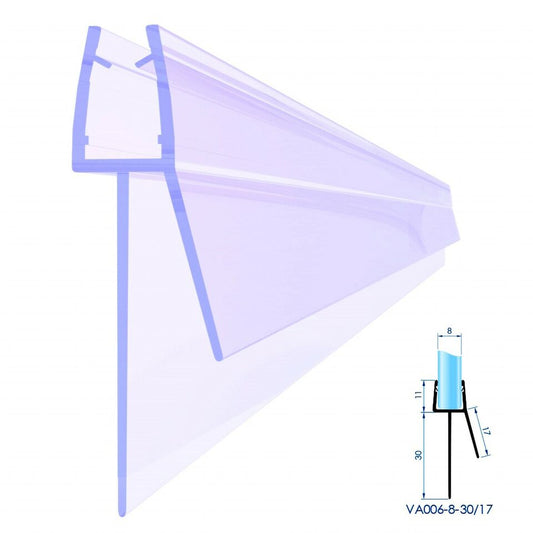 VON ADELBERG Duschdichtung Wasserabweiser Gerade PVC Ersatzdichtung für Dusche Typ: VA006-30-17 - Länge: 70 bis 200 cm - Glasstärke: 6 bis 8 mm - Profil-Profi