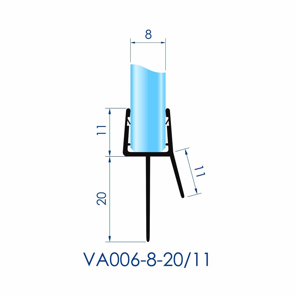 VON ADELBERG Duschdichtung Wasserabweiser Gerade PVC Ersatzdichtung für Dusche Typ: VA006-20-11 - Länge: 40 bis 200 cm - Glasstärke: 5 bis 8 mm - Profil-Profi