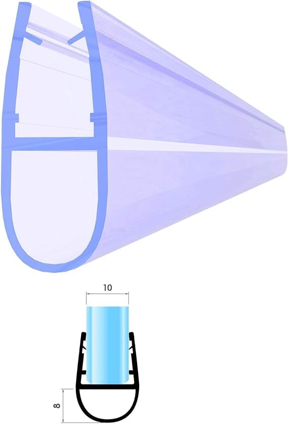 Duschdichtung Wasserabweiser Gerade PVC Ersatzdichtung für Dusche Typ: VA007 - Länge: 200 cm - Glasstärke: Für Glas von 9 bis 10 mm - Profil-Profi