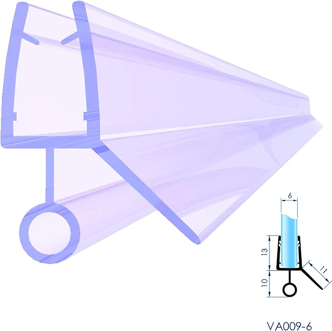 Duschdichtung Wasserabweiser Gerade PVC Ersatzdichtung für Dusche Typ: VA009 - 2 Stück - Länge: 200 cm - Glasstärke: 6 bis 8 mm - Profil-Profi