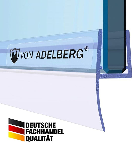 VON ADELBERG Duschdichtung Wasserabweiser Gerade PVC Ersatzdichtung für Dusche Typ: VA033 - Länge: 200 cm - Glasstärke: 6 bis 8 mm - Profil-Profi