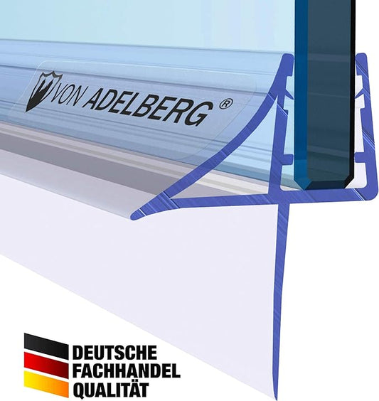 VON ADELBERG Duschdichtung Wasserabweiser Gerade PVC Ersatzdichtung für Dusche Typ: VA066 - Länge: 70 bis 200 cm - Glasstärke: 6 bis 8 mm, - Profil-Profi
