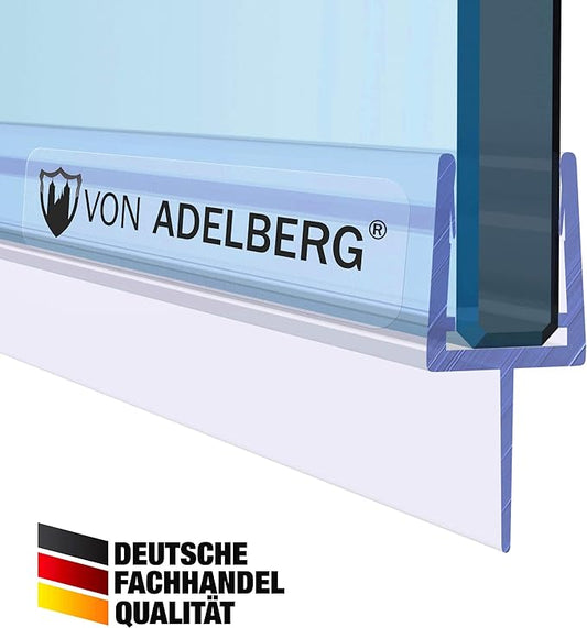 VON ADELBERG Duschdichtung Wasserabweiser Gerade PVC Ersatzdichtung für Dusche Typ: VA001-10 - Länge: 70 bis 200 cm - Glasstärke: 6 bis 8 mm, Dichtung Länge:200 cm - Profil-Profi