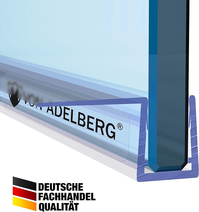 VON ADELBERG Duschdichtung Wasserabweiser Gerade PVC Ersatzdichtung für Dusche Typ: VA011 - Länge: 70 bis 200 cm - Glasstärke: 6 bis 8 mm, Länge:200 cm - Profil-Profi