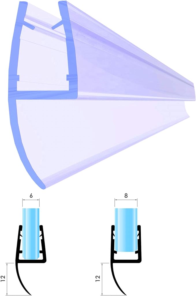 VON ADELBERG Duschdichtung Wasserabweiser Gerade PVC Ersatzdichtung für Dusche Typ: VA033 - Länge: 200 cm - Glasstärke: 6 bis 8 mm - Profil-Profi