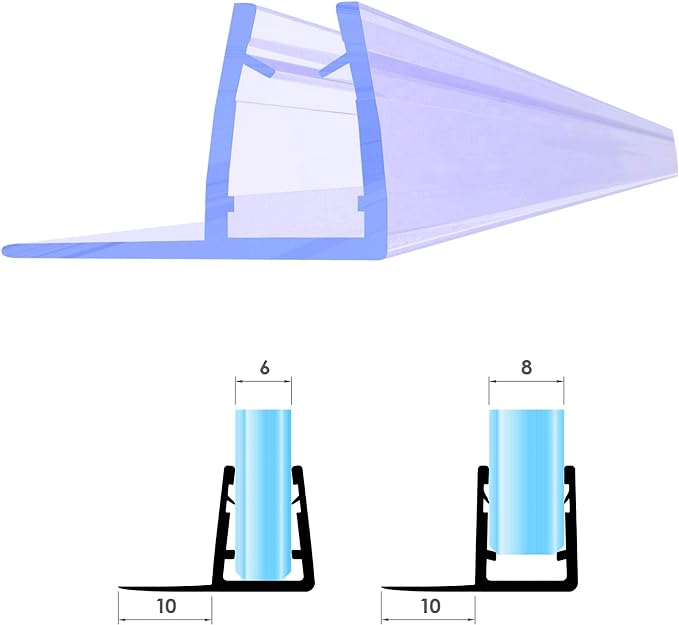 VON ADELBERG Duschdichtung Wasserabweiser Gerade PVC Ersatzdichtung für Dusche Typ: VA004-10 - Länge: 70 bis 200 cm - Glasstärke: 6 bis 8 mm, Länge:200 cm - Profil-Profi