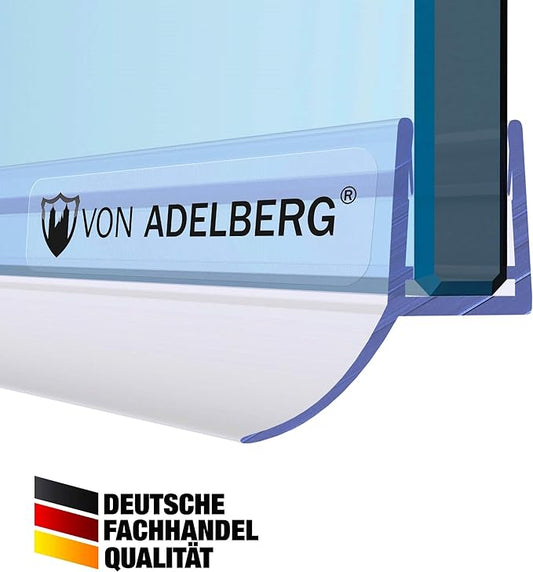 VON ADELBERG Duschdichtung Wasserabweiser Gerade PVC Ersatzdichtung für Dusche Typ: VA055 - Länge: 70 bis 200 cm - Glasstärke: 9 bis 10 mm - Profil-Profi
