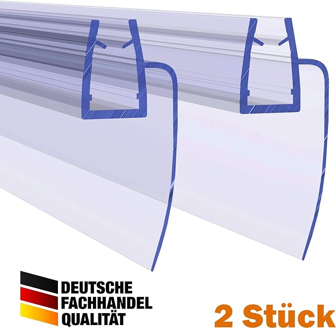VON ADELBERG Duschdichtung Wasserabweiser Gerade PVC Ersatzdichtung für Dusche Typ: VA002-2 Stück - Länge: 40 bis 200 cm - Glasstärke: 6 bis 8 mm - Profil-Profi