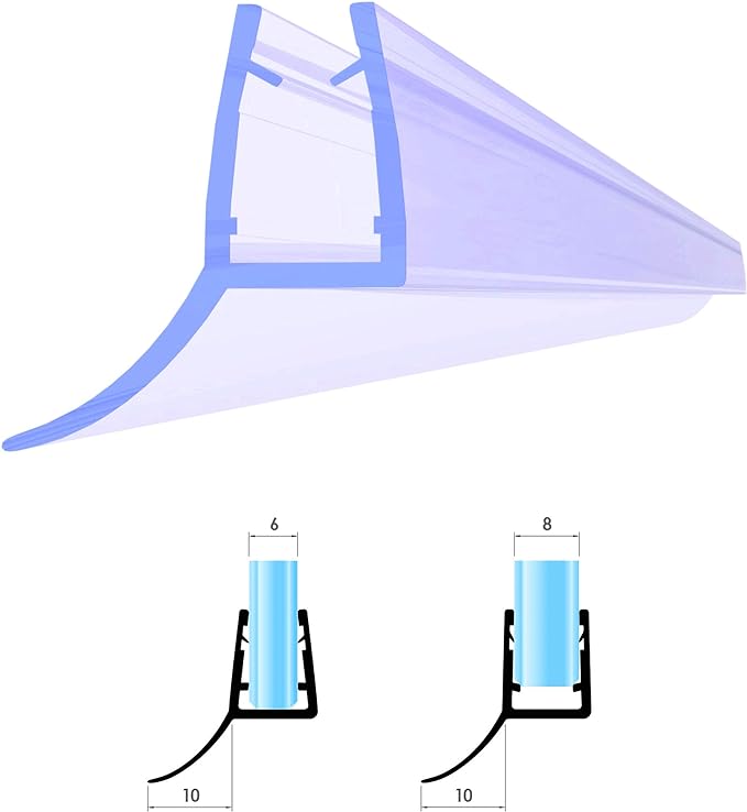 VON ADELBERG Duschdichtung Wasserabweiser Gerade PVC Ersatzdichtung für Dusche Typ: VA055 - Länge: 70 bis 200 cm - Glasstärke: 9 bis 10 mm - Profil-Profi