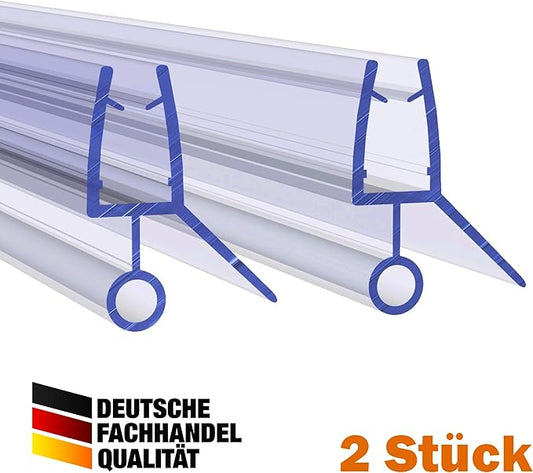 Duschdichtung Wasserabweiser Gerade PVC Ersatzdichtung für Dusche Typ: VA009 - 2 Stück - Länge: 200 cm - Glasstärke: 6 bis 8 mm - Profil-Profi