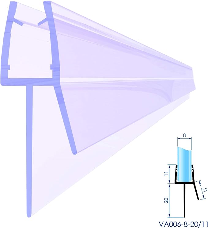 VON ADELBERG Duschdichtung Wasserabweiser Gerade PVC Ersatzdichtung für Dusche Typ: VA006-20-11 - Länge: 40 bis 200 cm - Glasstärke: 5 bis 8 mm - Profil-Profi