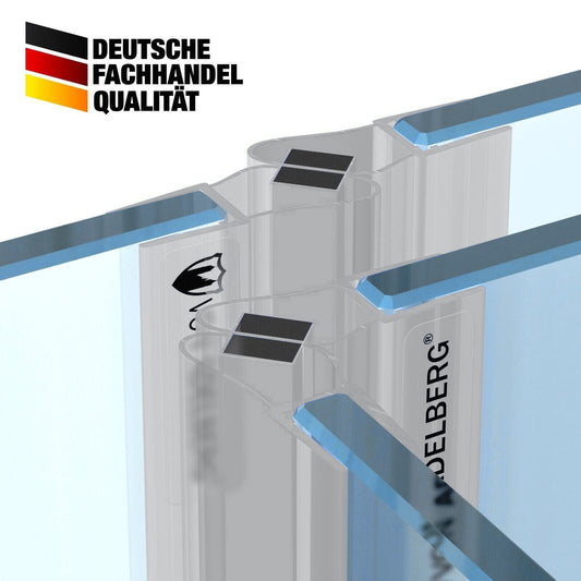 2 Magnetische Duschdichtungen Silber Grau als Set I Für Glasstärken 6 bis 8 mm 90 Grad - Profil-Profi