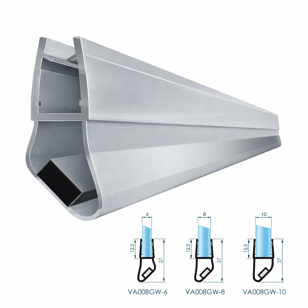 2 Magnetische Duschdichtungen Silber Grau als Set I Für Glasstärken 6 bis 8 mm 90 Grad - Profil-Profi
