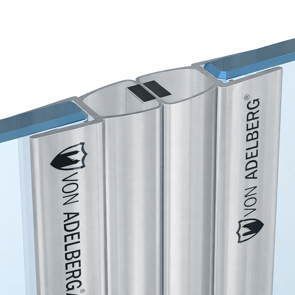 Magnetduschdichtung Silbergrau für Duschtüren - 2 Stück im Set - Für Glasstärken 6 bis 8 mm - Profil-Profi