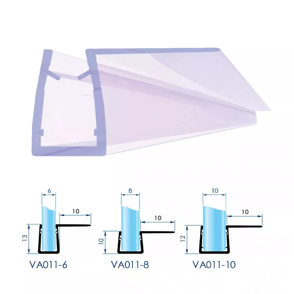 VON ADELBERG Duschdichtung Wasserabweiser Gerade PVC Ersatzdichtung für Dusche Typ: VA011 - Länge: 70 bis 200 cm - Glasstärke: 6 bis 8 mm, Länge:200 cm - Profil-Profi