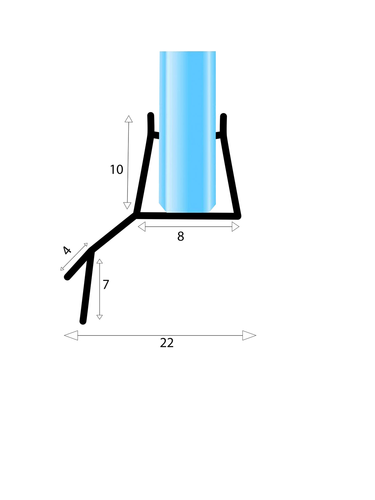 Duschkabinendichtung mit Doppel-Dichtlippe für 6–8 mm Glasstärken VA005A
