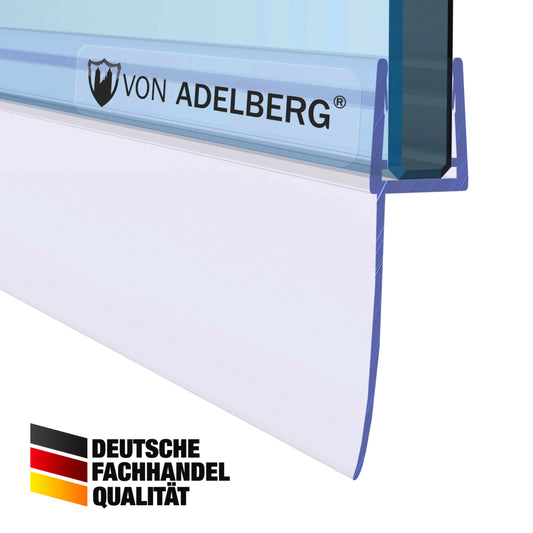 Von Adelberg Duschdichtung Gerade PVC Ersatzdichtung Wasserabweiser Duschprofil VA022-25 - Glasstärke 6 bis 8 mm - 200 cm Länge - Profil-Profi