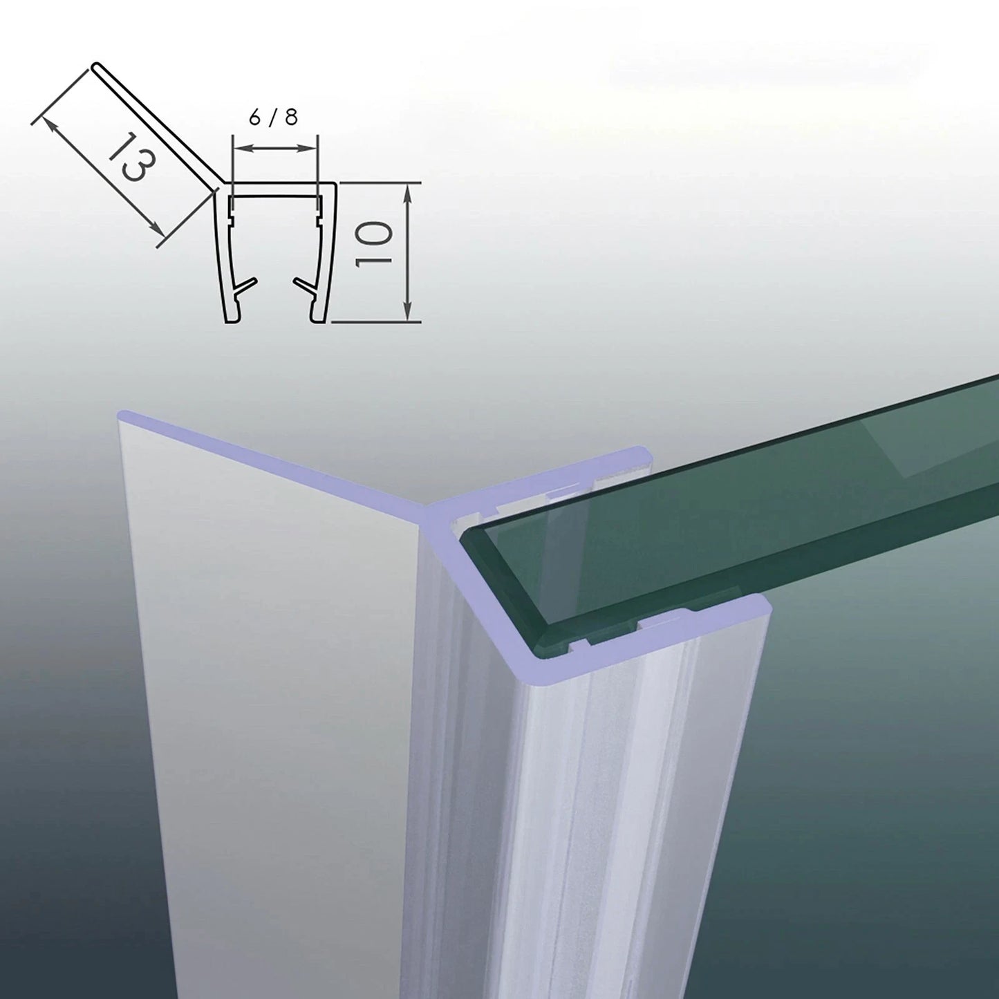Anschlagdichtung 135 Grad für 6 bis 8 mm Glasstärke, Eckprofil - Profil-Profi
