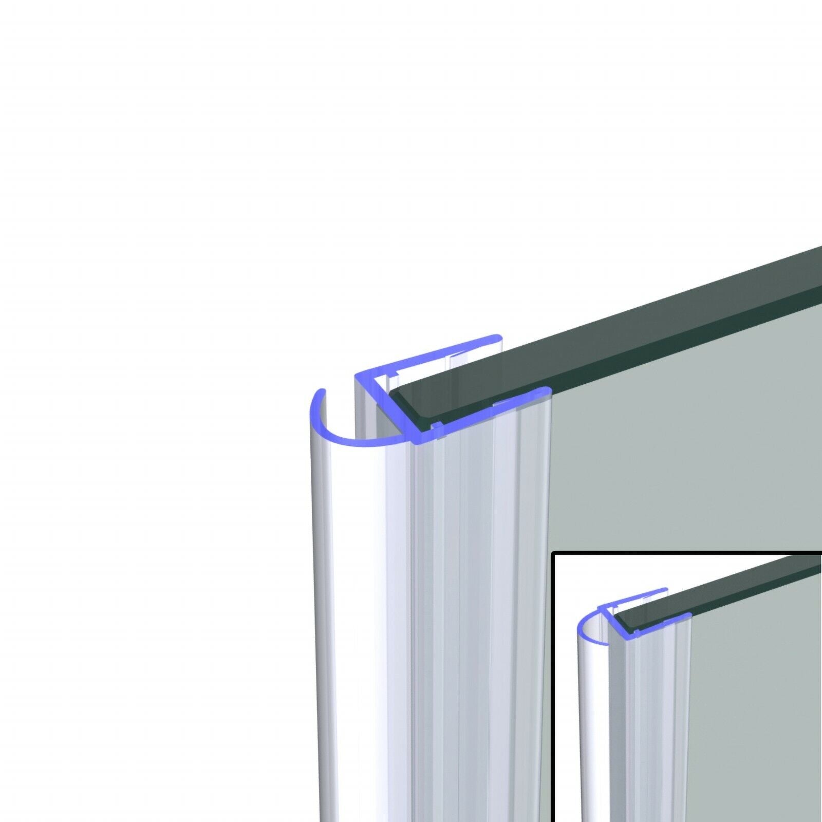 Duschdichtung Wasserabweiser Gerade PVC Ersatzdichtung für Dusche Typ: VA077 - Länge: 200 cm - Glasstärke: Für Glas von 6 bis 8 mm - Profil-Profi